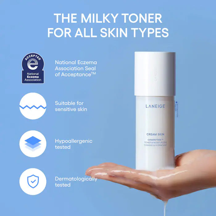 LANEIGE Cream Skin Milky Toner with Ceramides &amp; Peptides for Nourishing Hydration